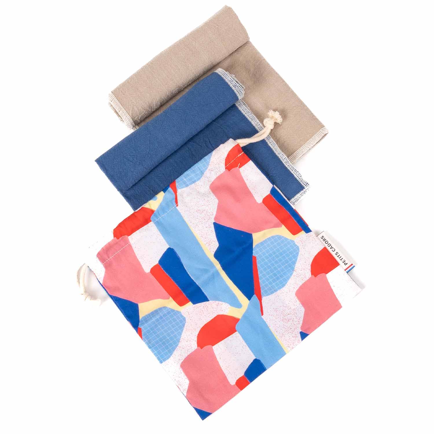 Pack cantine surprise · Sac+ serviettes en tissu + étiquettes