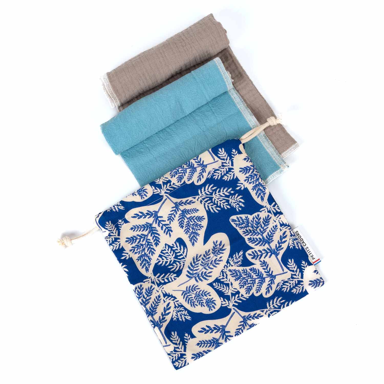 Pack cantine surprise · Sac+ serviettes en tissu + étiquettes